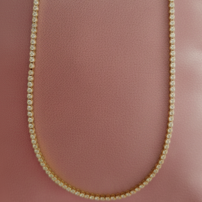 Collar Circonitas en Acero Inoxidable Bañado en Oro 18K