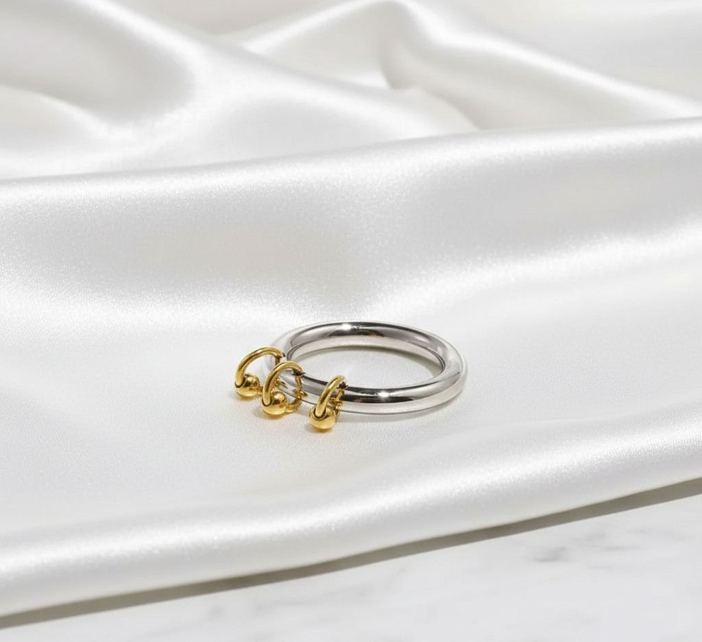 Anillo bicolor plata y dorado