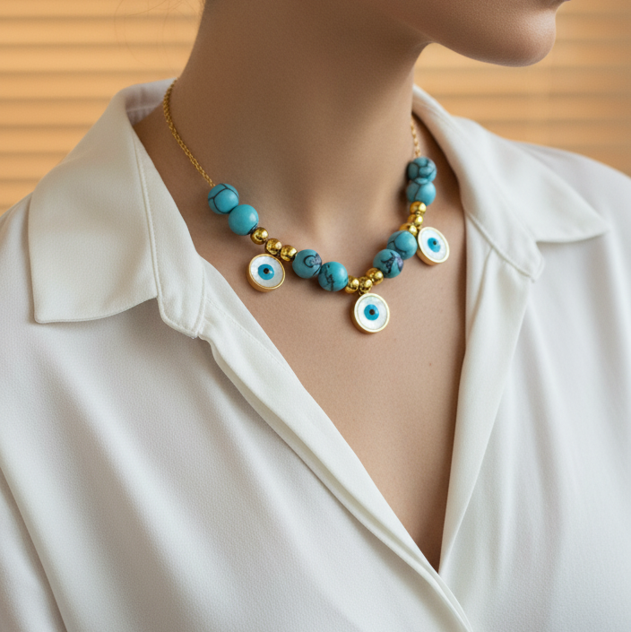 Collar Ojo Turco en Acero Inoxidable