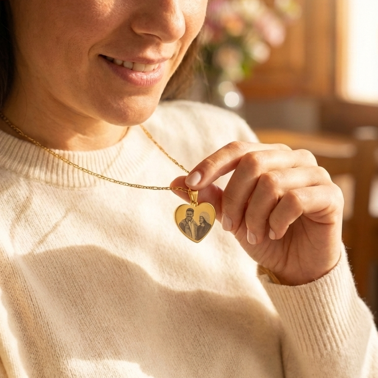 Collar Corazón Retrato + Texto
