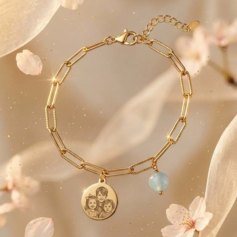 Pulsera Medalla Retrato Y Texto