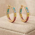 Pendientes Aro Con Cristales de Colores